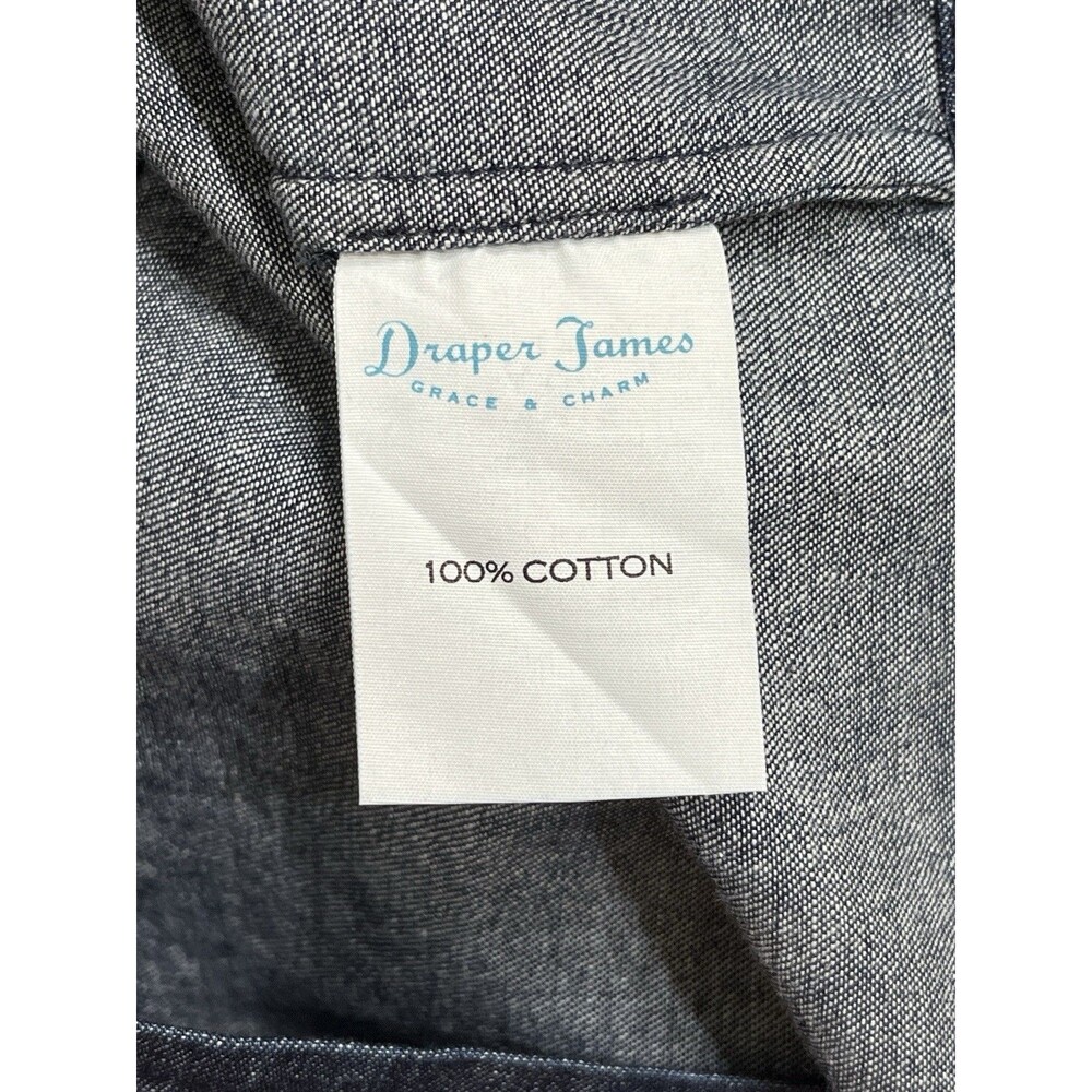 Draper James Denim Blue Chambray Ruffle Shift Dress Sz 8 Western Preppy Church - Picture 15 of 16